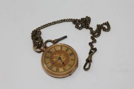 A 14ct gold fob watch