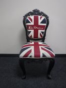 A Rococo style chair upholstered in Ben Sherman fabric