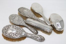 Six various silver mounted dressing table items