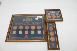 Three Heritage Mint framed coin sets to include British Sterling Collection, British Royal Lineage,
