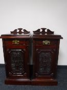 A pair of reproduction mahogany Victorian style pot cupboards CONDITION REPORT: One