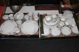 Two boxes containing approximately eighty pieces of Japanese Diana tea and dinner ware