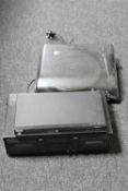 A Denon cassette deck together with an Ion Profile turntable and a Toshiba DVD player