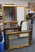 Six assorted framed mirrors