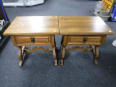 A pair of Sandrelli & Bertuccelli oak lamp tables fitted a drawer CONDITION REPORT: