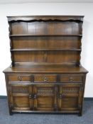 An oak triple door kitchen dresser