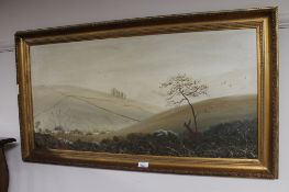 A gilt framed oil 'The Thirsty Deer' by John J Kerr