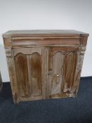 An antique pine press top CONDITION REPORT: Measures 118cm high by 120cm wide by