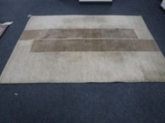 A contemporary brown rug