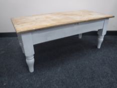 An antique pine coffee table