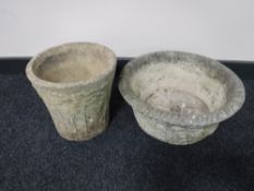 A stone plant pot together with a stone planter CONDITION REPORT: One measures 25cm
