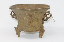 A Chinese hexagonal bronze planter