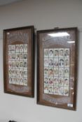 Two frames containing Player's cigarette cards,
