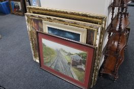 Two large gilt framed prints together with a 1970's framed print,