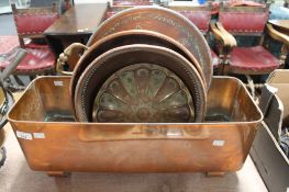 An antique copper plant trough,