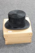 A boxed silk top hat by Scott and Company,