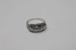 A white gold five stone diamond ring, approximately 1.5ct.