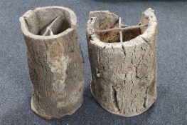 Two wooden bee hives