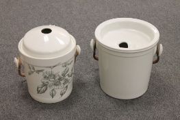 Two antique slop pails,