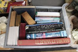A box of books relating to war and military airfields