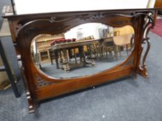 A Victorian mahogany sideboard mirror back