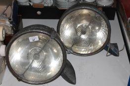 Two vintage Marchal car head lamps