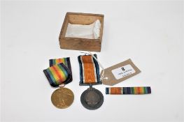 Two World War I medals with ribbons; Victory Medal and British War Medal - 340596 Pte. W.