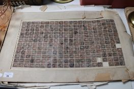 Two sheets containing penny red postage stamps CONDITION REPORT: These stamps are