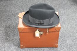 A Gentleman's trilby hat in leather box by Scott and Company Old Bond Street