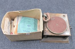 An early twentieth century oak table top gramophone,