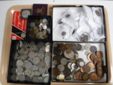 A tray containing pre-decimal British coinage,