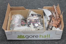 A box of fashion jewellery, wrist watches,