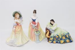 Three Royal Doulton figures - Alexandra, Katie and Solitude.
