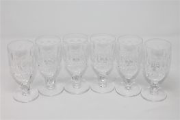 A set of six Waterford Crystal sherry glasses, height 11 cm.