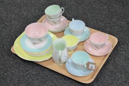 A tray of twenty one piece Queen Anne glade china tea service