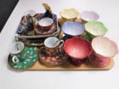 A tray containing Beswick and Maling lustre grapefruit dishes,