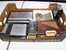 A box of six assorted transistor radios