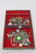 A box of costume jewellery, Thai silver bracelet,