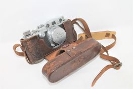 A Leica IIIb no. 240741, in brown leather case, Ernst Leitz Wetzlar Summar f=5cm 1:2 No. 194191.