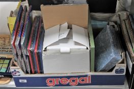 A box of miniature electric sewing machine, gift cards, stationary sets,