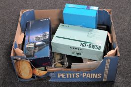 A box of Sony Ice fm radio, Sony Air 7 radio,