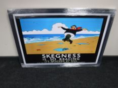 A framed railway advertising picture,