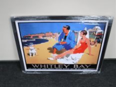 A framed railway advertising picture,