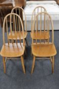 A set of four Ercol style kitchen chairs