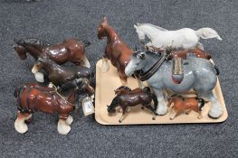 A tray of ten assorted china horse (a/f)