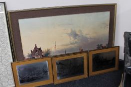 A set of four etched metal plaques mounted in frames - Newcastle,