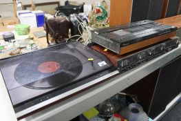 A Bang and Olufsen Beogram 2200 turn table together with a Beocord 1700 cassette deck and Beomaster