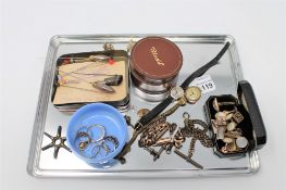 A Victorian pocket watch chain together with cufflinks, studs, hat pins, dress rings etc.