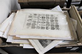 A box containing a large quantity of antiquarian engravings, book plates,