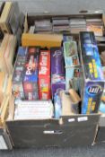 A box of assorted board games, pc games,